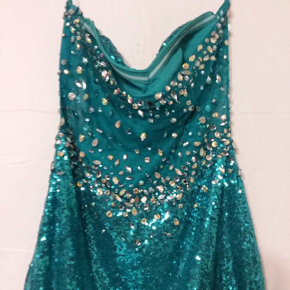 Rhinestone and Sequins Deb Formal Dress - Picture 7 of 8